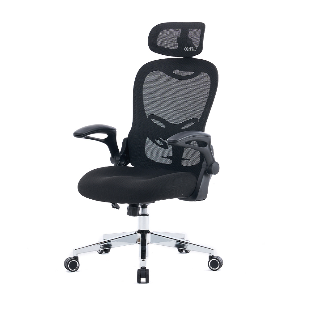 5140 Scaun de birou cu plasă ergonomică alb/negru, scaun pentru computer cu spătar înalt