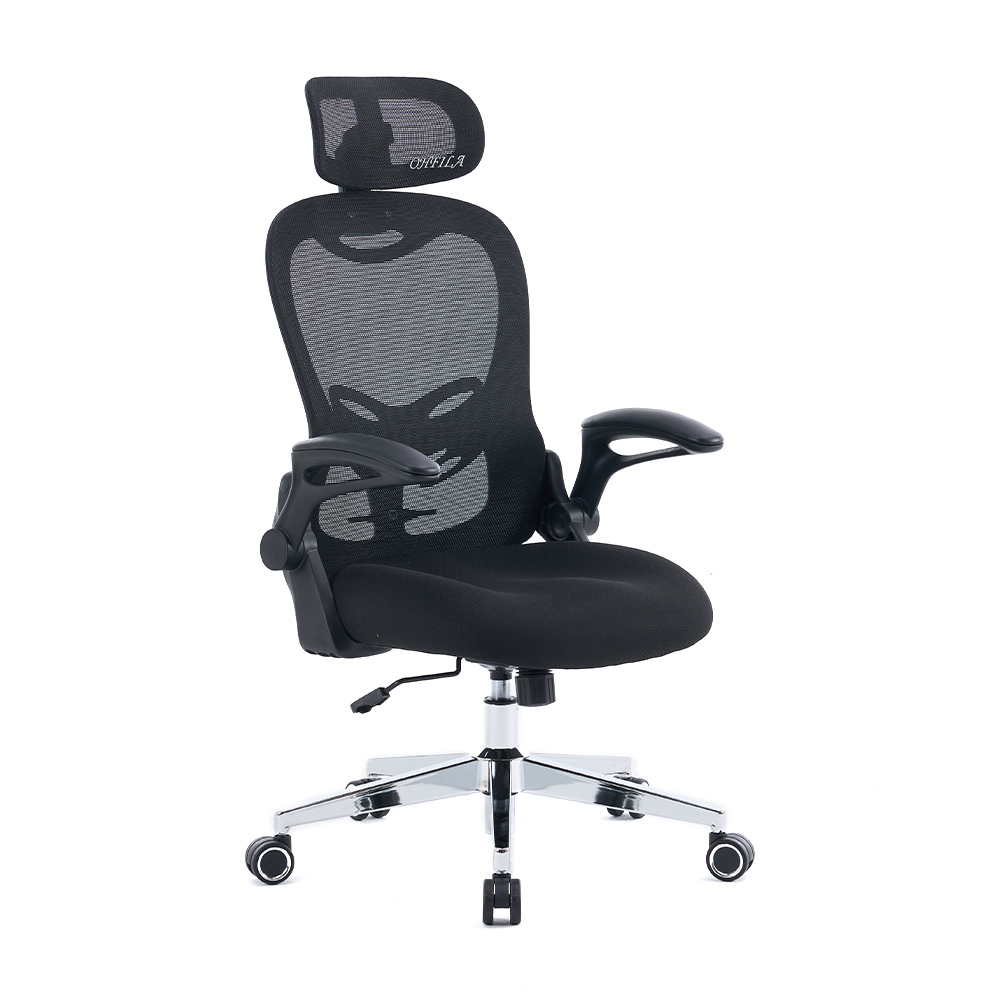 5140 Scaun de birou cu plasă ergonomică alb/negru, scaun pentru computer cu spătar înalt